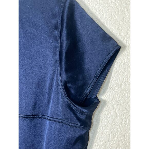 Misha Tzar Designer Navy Silk Blouse Navy Cap Sleeve - Picture 4 of 7